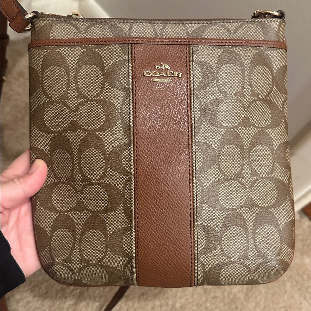 Coach Signature Brown and tan Crossbody Bag, original logo